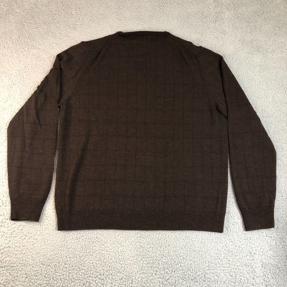 J.Crew Sweater Men Extra Large Brown 100% Wool V-Neck Pullover Preppy Sweatshirt - Picture 3 of 5
